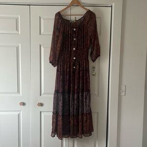 Figueroa & Flower Paisley Maxi Dress XL Red Purple Yellow NWT